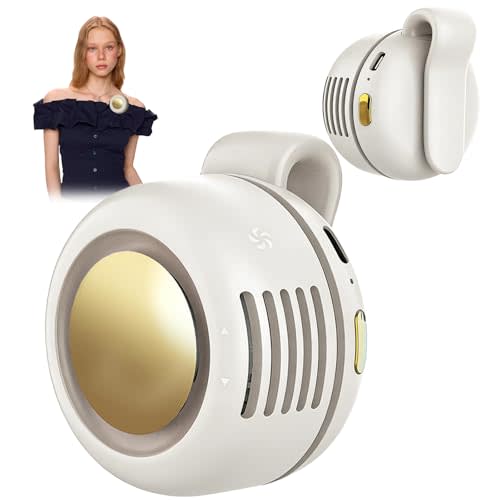 Portable Clip-On Fan, Mini USB Rechargeable 360° Rotatable Fan, Personal Fan 3-Speed Silent Mini Bladeless Fans (White)