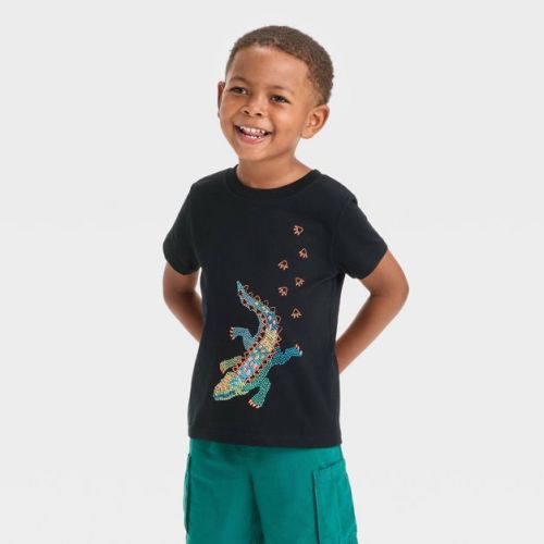 Toddler Boys' Short Sleeve Alligator Graphic T-Shirt - Cat & Jack™ Jet Black 4T