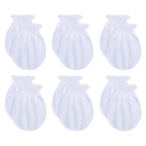 RATIVE Newborn Baby Cotton Gloves Sleep Sleeping No Scratch Mittens Mitts Set for 0-6 Months Unisex Neutral Boys Girls (6 pairs/white)