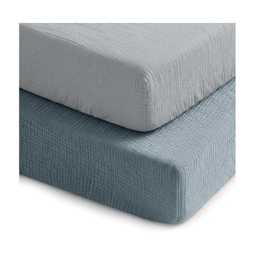 Comfy Cubs 100% Muslin Crib Fitted Sheet 2 Pack - 100% Cotton, Soft & Breathable Crib Sheets for Toddler Mattress - Snug Fit, Secure Elastic with Beautiful Packaging | Wayfair