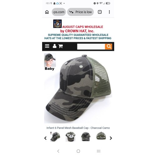 INFANT Baby Blank 6 panel Baseball Mesh Trucker Snapback Caps - Charcoal Camo