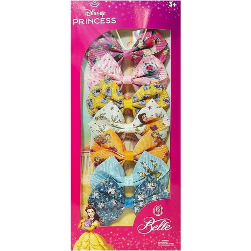 LUV HER Disney Princess Belle Alligator Hair Clips for Kids – 7-Pack Non-Slip 4-Inch Hair Bows – Girls Hair Accessories with Royal Character Prints – Ages 3+ – Non-Toxic Material