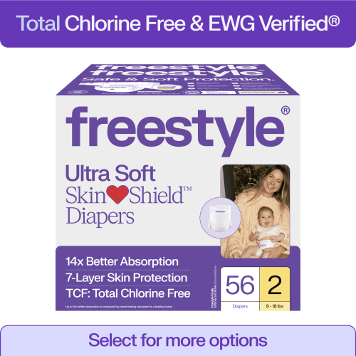 Freestyle Hyper Absorbent Ultra Soft TCF Baby Diapers, Size 2, 56 Count (Select for More)