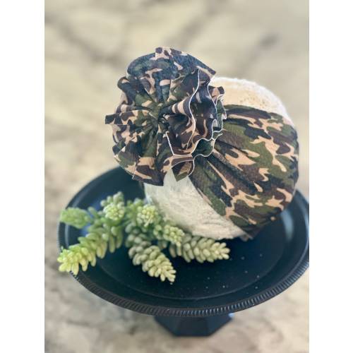 Messy Camo Baby Headwrap, Shredded Camouflage Baby Bow, Messy Baby Headband, Baby Head Wrap