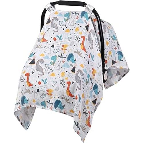 Metplus Muslin Carseat Cover for Babies,Breathable Infant Carseat Cover Lightweight Baby Carrier Cover for Girls Boys, Fit Spring Summer/Hot Days/Warm Weather
