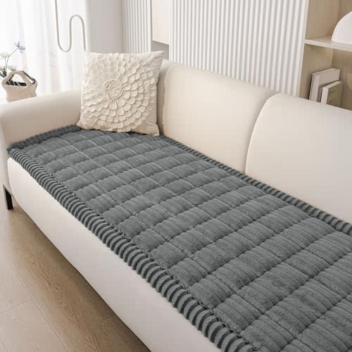 Smiry Couch Cover for Dogs Washable, Non Slip Fuzzy Pet Couch Covers for 3 Cushion Sofa Pet Friendly, Thick Soft Sofa Slipcovers Cushion Protector (Dark Grey, 27.6" x 70.9")