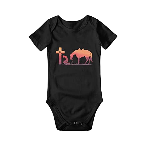 MOCSONE Cowboy Horse Prayer Cross Newborn Girl Boy Romper Jumpsuit Bodysuit Baby Outfits Infant Clothes