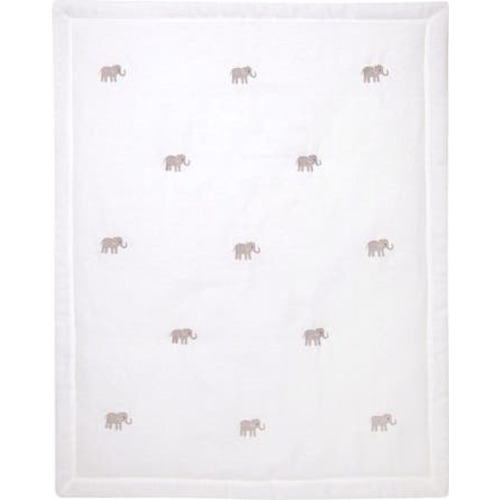Signature Elephant Creamy Linen Embroidered Baby Crib Quilt