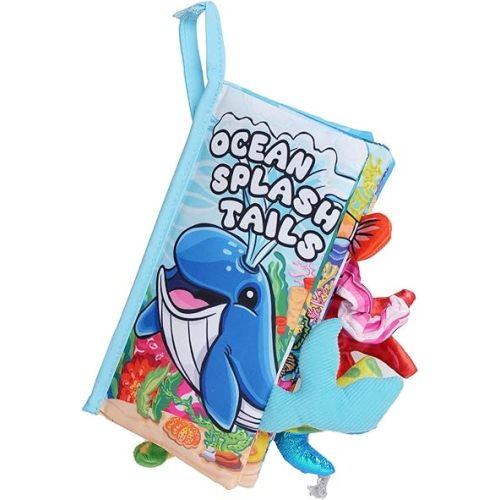HECCEI Baby Books Toys Crinkle Books for Babies - Soft Cloth Baby Book 0-6 Months Baby Shower Newborn Gifts for Boys Girls 6-12 Months, Infant Car Seat Toys Tummy Time Sensory Book, Ocean Tails