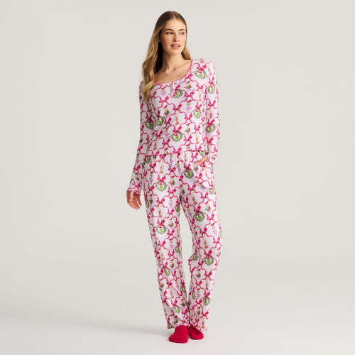 Dr. Seuss Cindy Lou Bows Women's Brushed Pointelle Pajama Set