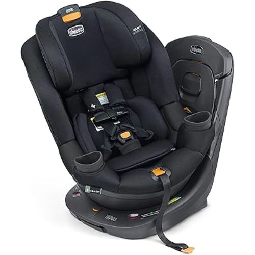Chicco Fit360 ClearTex Rotating Convertible Car Seat with 360 Degree Rotation for Rear-Facing and Forward-Facing, LeverLock Self-Tensioning Lock System | Obsidian/Black