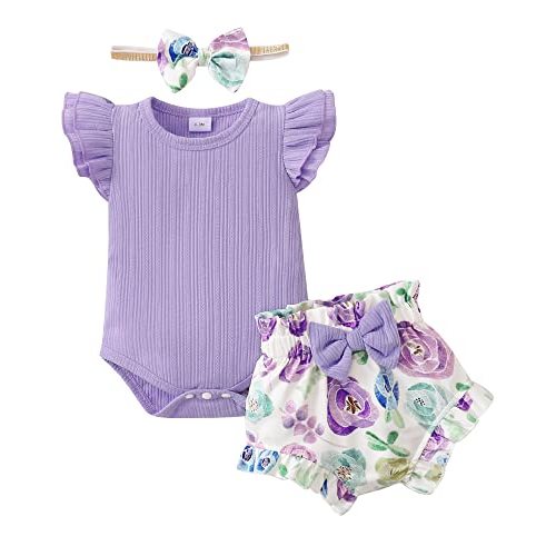 SUNNY PIGGY Baby Girl Clothes Infant Newborn Girls Summer Outfits Baby Clothing Romper Shorts Set 0-3 3-6 6-12 12-18 Months