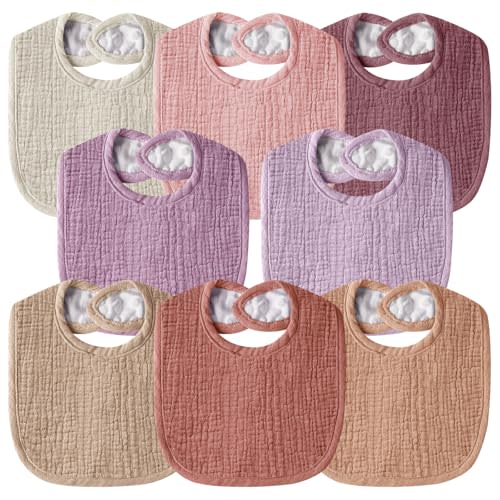 Wrrernsin Muslin Baby Bibs for Unisex Boys Girls, Cotton Drool Bibs, Adjustable Newborn Bibs for Drooling and Teething