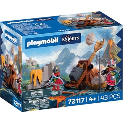 Playmobil | Knights | Dragon Knight Catapult | Stone Catapult with Firing Function and Rock Wall | Knights Toy for Children Aged 4+ | 72117
