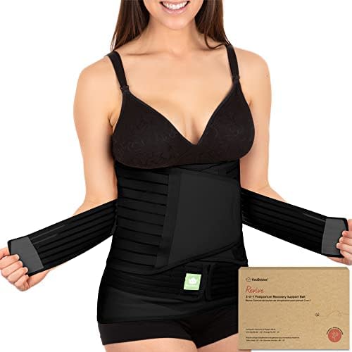 3 in 1 Postpartum Belly Support Recovery Wrap – Postpartum Belly Band – After Birth Brace – Slimming Girdles – Body Shaper - Waist Shapewear – Post Surgery & Back Support - Pregnancy Belly Support Band (Midnight Black, One Size)
