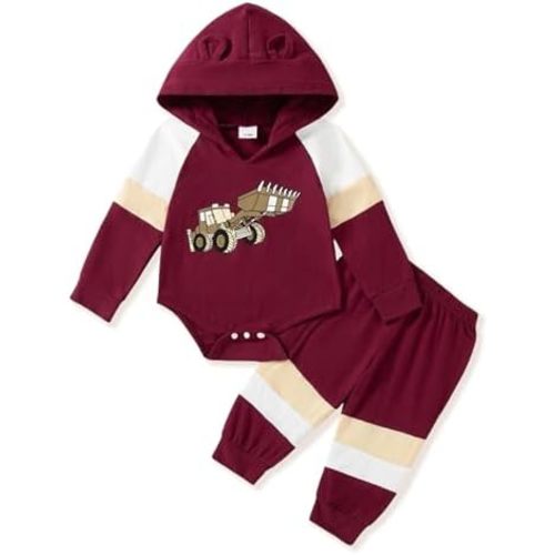 NZRVAWS Newborn Baby Boy Clothes Infant Boy Hoodie Romper Sweatshirt Pants Outfit Cute Fall Winter Clothing Set 0-18M