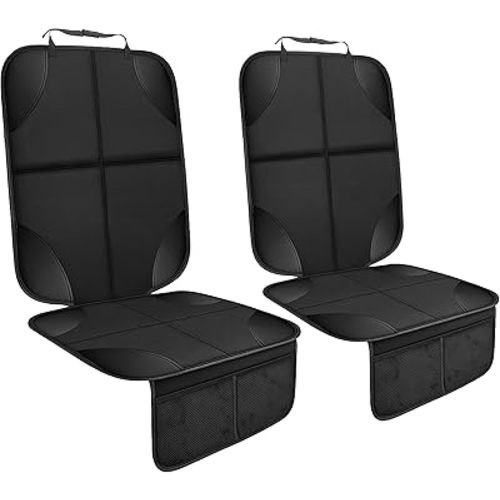 EcoNour Car Seat Protector 1 Pack, 600D Waterproof Non-Slip Seat Mat with Extra Thick Padding & Mesh Storage Pocket, Under Baby Car Seat or Pet, Protects Upholstery from Dirt & Damage