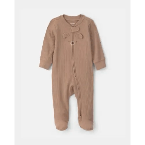 Baby Bear Cotton 2-Way Zip Sleep & Play Pajamas - Brown | Carter's