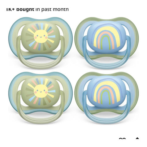 Philips Avent Ultra Air Pacifier - 4 x Light, Breathable Baby Pacifiers for Babies Aged 0-6 Months, BPA Free with Sterilizer Carry Case (Model SCF085/49)
