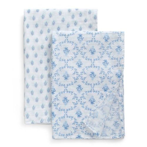 Delta Children 100% Cotton Muslin Baby Receiving Blankets - 2pk - Blue Botanicals
