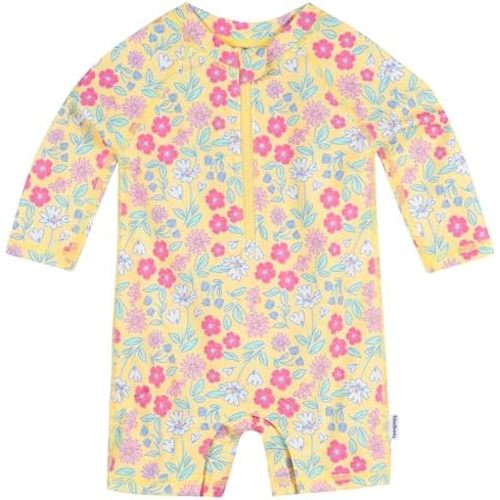 Gerber Baby Girls Baby & Toddler Long Sleeve Romper Rashguard Swimsuit