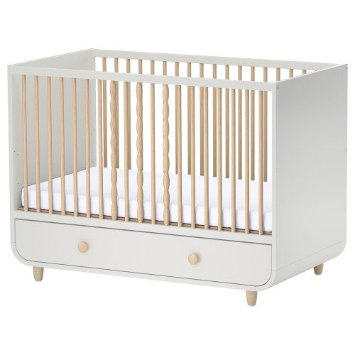 MYLLRA Cot with drawer - white 70x132 cm