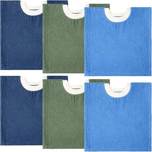 Foaincore 6 Pcs Pullover Baby Bibs Cotton Terry Toddler Absorbent Infant for Feeding and Drooling Towel Bib (Deep Colors)