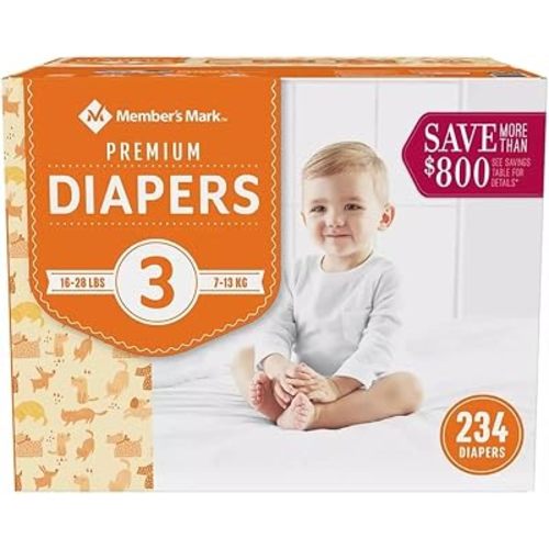 Members Mark Members Mark Premium Baby Diapers Size 3 1628 Pounds, 234 Count