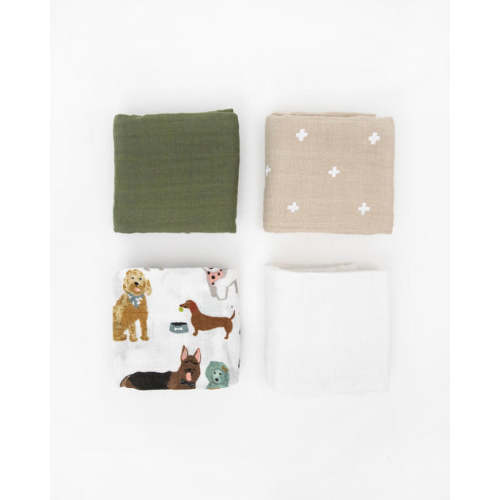 Cotton Muslin Squares 4 Pack - Woof
– Little Unicorn USA