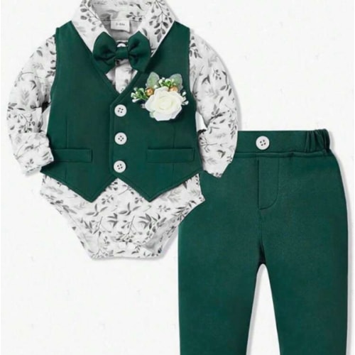 3pcs Baby Boy Gentleman Suit, Long Sleeve Vest Jacket Set, Autumn Winter