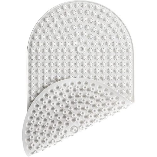 Silicone Bath Mat for Tub Non Slip, Bubble Massage Anti Slip Shower Mat with 27 x 15 Inches for Easy Storage, Washable Bathtub Floor Mats for All Ages, White, Oval