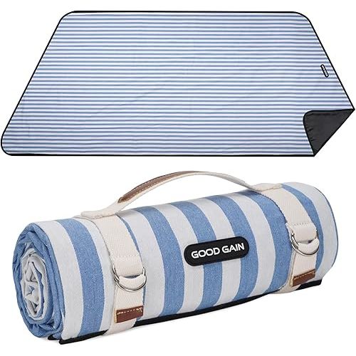 Picnic Outdoor Blankets Waterproof Extra Large - Beach Mat Sand Free Foldable with Carry Strap | Portable Camping Blanket | Park Blanket for Grass , Hiking, Travel, Concerts, Indoor (Cerulean Blue)