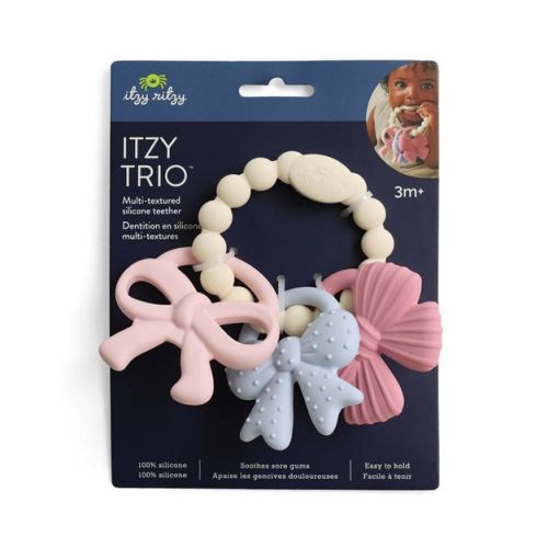 Itzy Ritzy Bitzy Trio Silicone Baby Teether - Bows