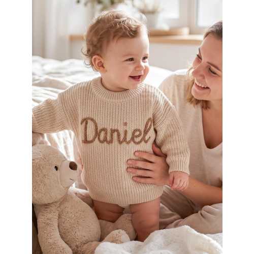 Custom Hand Embroidered Cotton Baby Sweaters,Toddler Jumper Gift