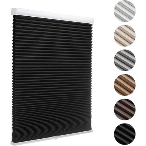 MYshade Cordless Blackout Cellular Shades for Windows, Honeycomb Window Shades with Thermal Insulation, Child & Pet Safe Room Darkening Shade, Easy Install,24" W x 50" H, Black