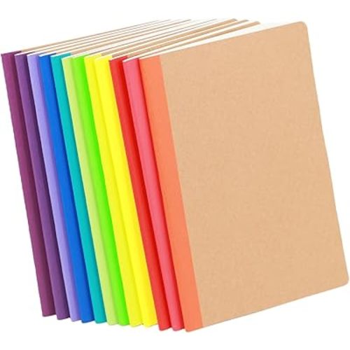12 Pack Notebooks Lined Journal Bulk Writing Diary Planner with Thick Paper, 60 Pages, 30 Sheets, 8.3x5.5 inch for Home, Office or School Supplies, A5 Kraft Notebook