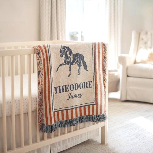 Personalized Cowboy Woven Baby Blanket, Western Cowboy Boys Blanket, Heirloom Blanket, Newborn Name Blanket, Baby Name Blanket, Woven Throw