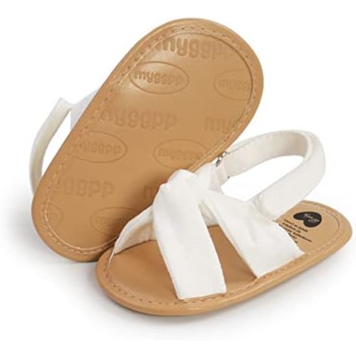 GDSDYM Infant Baby Girls Summer Sandals with Flower Bowknot Soft Sole Wedding Dress Flats Newborn First Walkers Crib Dress Shoes