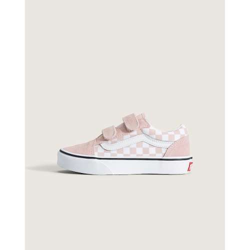 Little Kids Old Skool V Checkerboard Shoe in Checkerboard Sepia Rose Pink | Vans