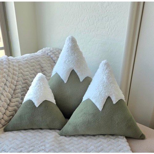 Snowy Mountain Fleece Throw Pillow - Luxe Sage Green Fleece and White Sherpa - Sugarloaf