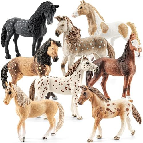 8PCS 6" Horses Solid Figurines, Realistic Farm Animal Toy for Kids