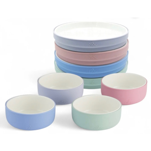 Kids Porcelain Mealtime Bundle | Normal Sleeves | 7.8" Plates + Bowls | 8 Pcs | Blush/Lilac/Sage/Misty Blue
