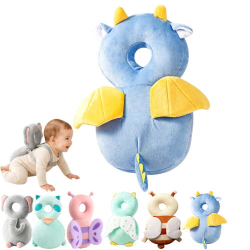 Head Protector Backpack, Adjustable Cartoon Animal Walking Cushion Backpack, Soft Wearable Plush Pad for Supervised Walking Practice, Elephant Design, 18M+