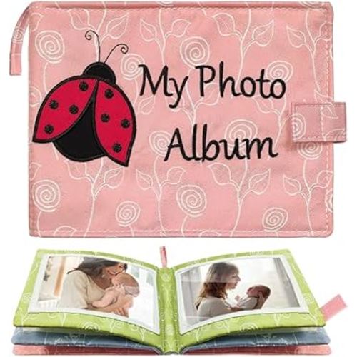 Baby Soft Photo Albums My First Family Album Soft Cloth Baby Photo Book My First Family Photo Album -Soft Cloth,Baby Safe,Holds 4x6 Photo Album (Pink)