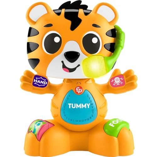 Fisher-Price Baby Learning Toy Link Squad Bop & Groove Tiger with Music & Lights for Ages 9+ Months, Compatible Only with Link Squad Items