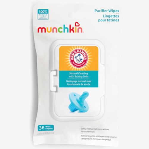 Munchkin Arm & Hammer Pacifier Wipes - Safely Cleans Breast Pump Parts and Feeding Essentials for Baby and Toddler, 1 Pack, 36 Wipes