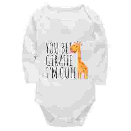 You Bet Giraffe I'm Cute Newborn Clothes Girl Long Sleeve Gender Neutral Baby Clothes Set White Infant Boys Clothes 0-3 Mont