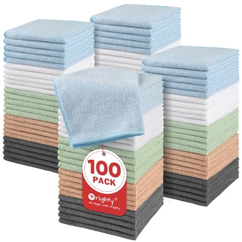 Orighty Microfiber Washcloths Bulk Towels Set 100 Pack, Highly Absorbent and Soft Feel Face Cloths, Multi-Purpose Wash Cloths & Hand Towels for Bathroom, Hotel, Spa, and Gym, 12x12 Inch, Multi-Color