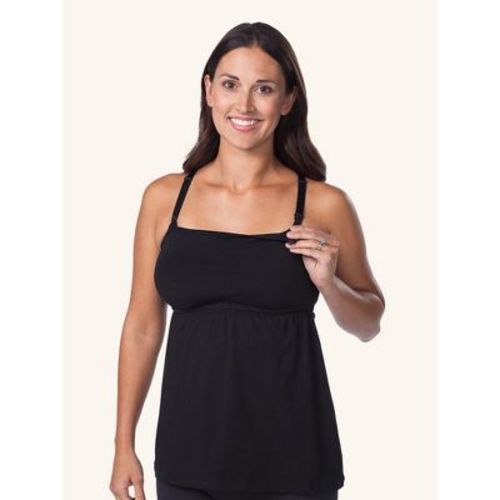 Leading Lady Women's Modern Square Neck Maternity to Nursing Tank (4044) Black S