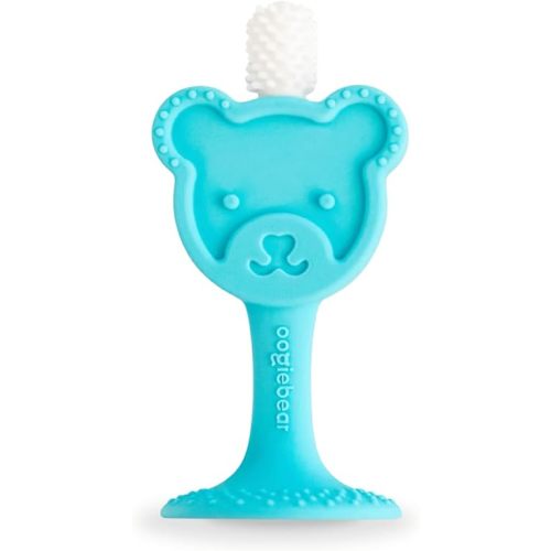 oogiebear Infant-to-Toddler Training Teether Toothbrush - 0-2 Years - 360° Soft Silicone, Promotes Safe Brushing, Baby & Kids Health - Teddy Bear Design Oral Care - 1 Unit